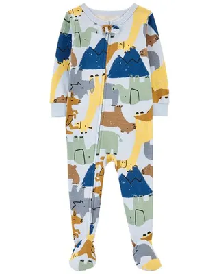 Toddler 1-Piece Dinosaur 100% Snug Fit Cotton Footie PJs
