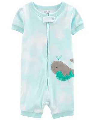 Toddler 1-Piece Whale 100% Snug Fit Cotton Romper PJs