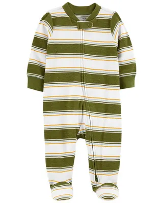Baby Striped 2-Way Zip Cotton Sleep & Play
