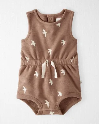 Baby Sparrow Print Organic Cotton Bubble Bodysuit