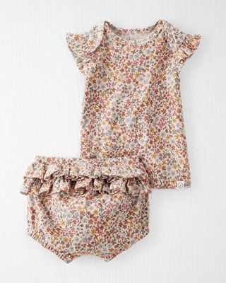 Baby Floral Print 2-Piece Organic Cotton Rib Play Set