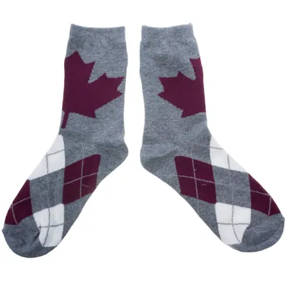 Argyle Pattern Maple Leaf Socks