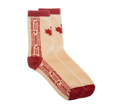 Wrapped “Canada” Text Vintage Beige Socks