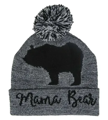 Grey Mama Bear Toque w/Pom-Pom