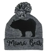 Grey Mama Bear Toque w/Pom-Pom