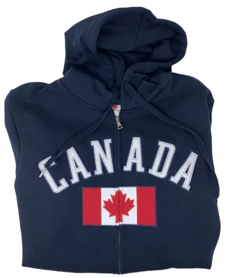 Canada Text With Flag Zip Up Hoodie
