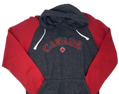 Classic Canada Red and Gray with Maple Leaf Hoodie