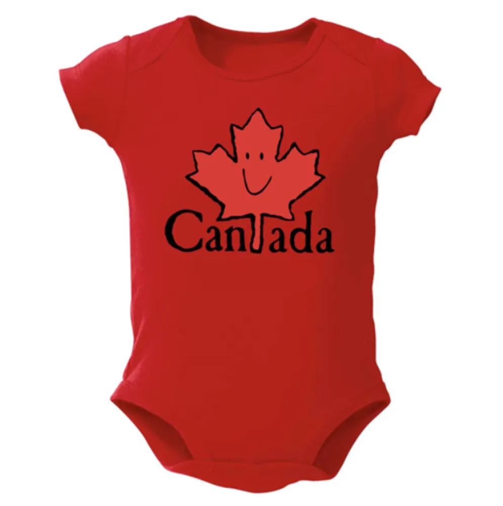 Smiley Maple Leaf Baby Onesie