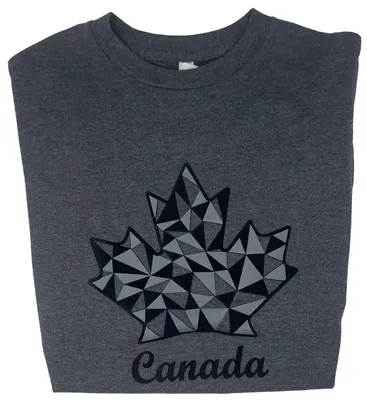 Velvet Finish 3D Geometric Patterned Maple Leaf T-Shirt
