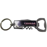 Black Bear Corkscrew and Bottle Opener w/Knife Keychain