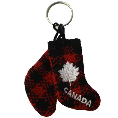 Plaid Knit Canada Socks Keychain