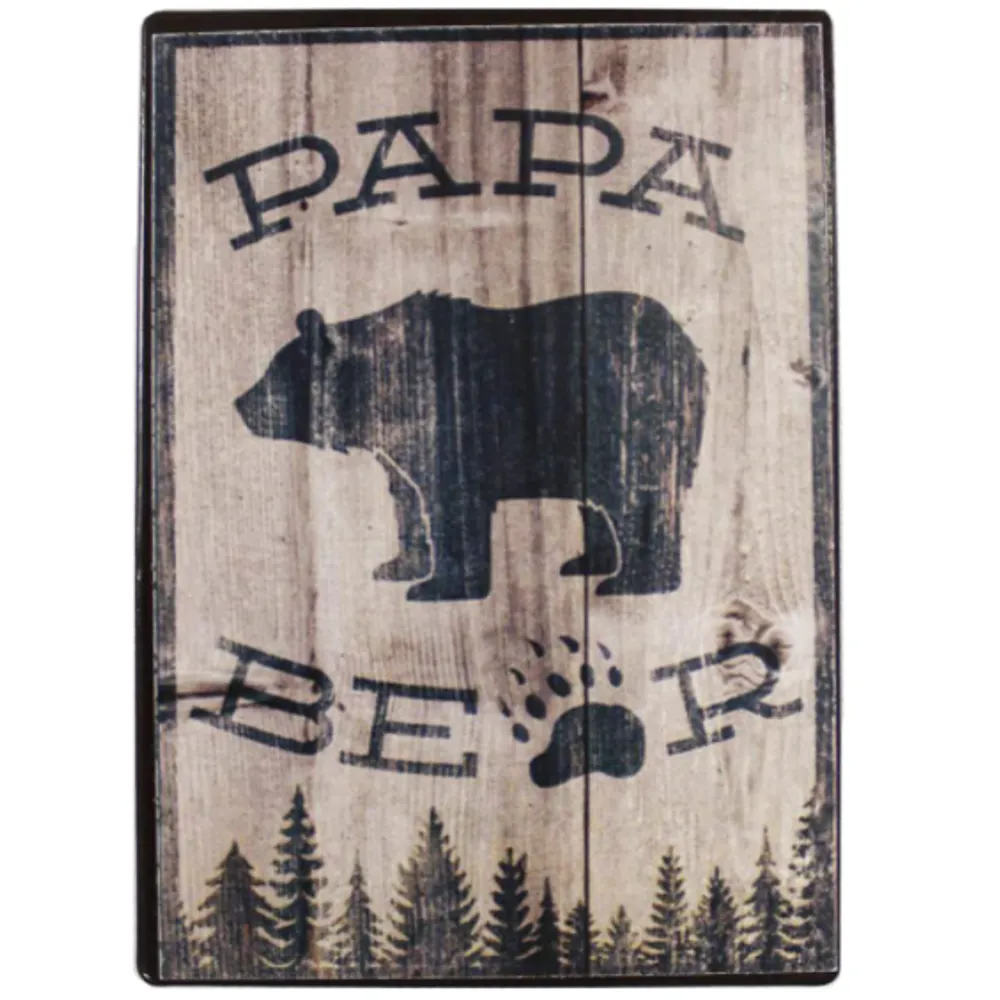 Papa Bear Wood Design Magnet