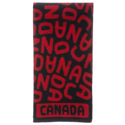 Black and Red Canada Text Scarf