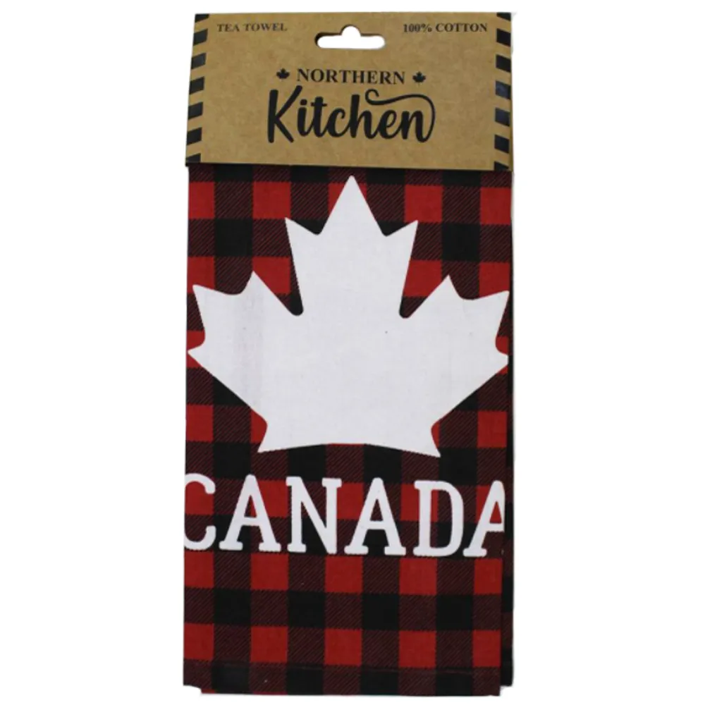 Plaid Canadian Maple Leaf Tea Towel