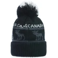 Black Moose w/Pom-Pom Canada Toque