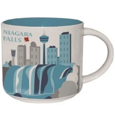 White and Blue Niagara Falls Skyline Coffee Mug