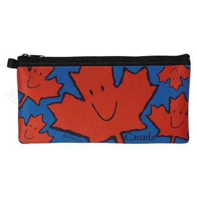 Red and Blue Happy Maple Leaf Pencil Case