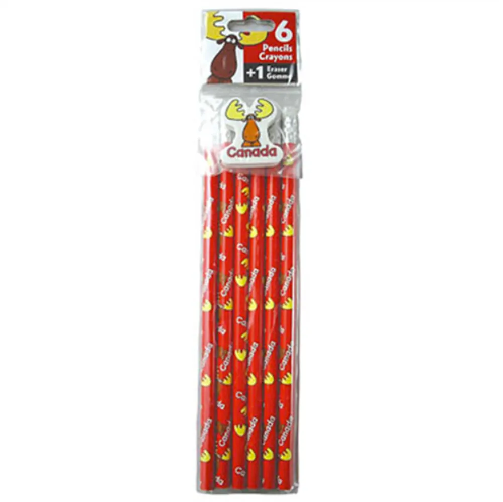 Goofy Moose 6 Pack of Pencils + Erasers