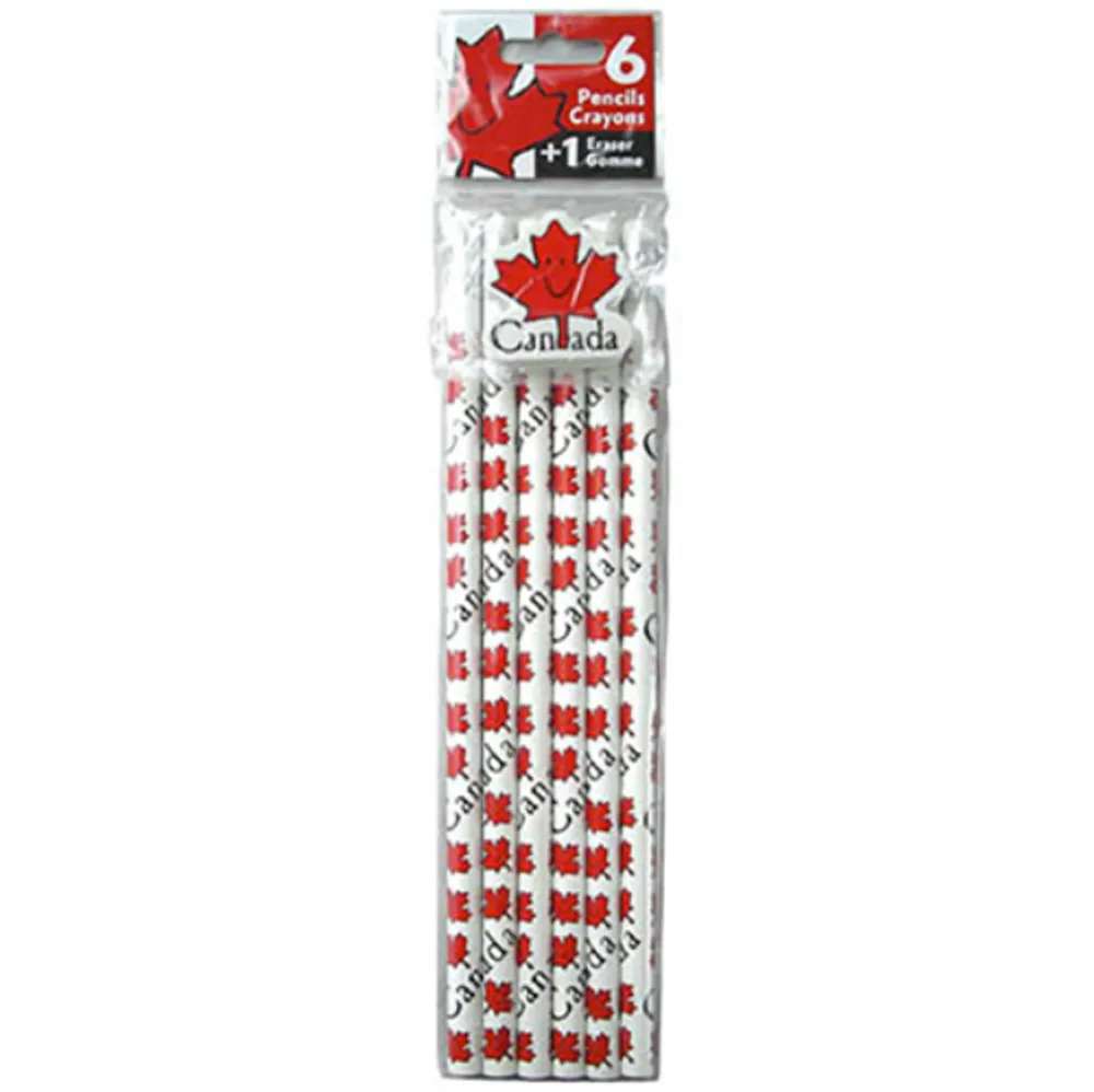 Happy Maple Leaf 6 Pack of Pencils + Erasers