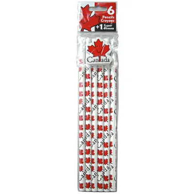 Happy Maple Leaf 6 Pack of Pencils + Erasers