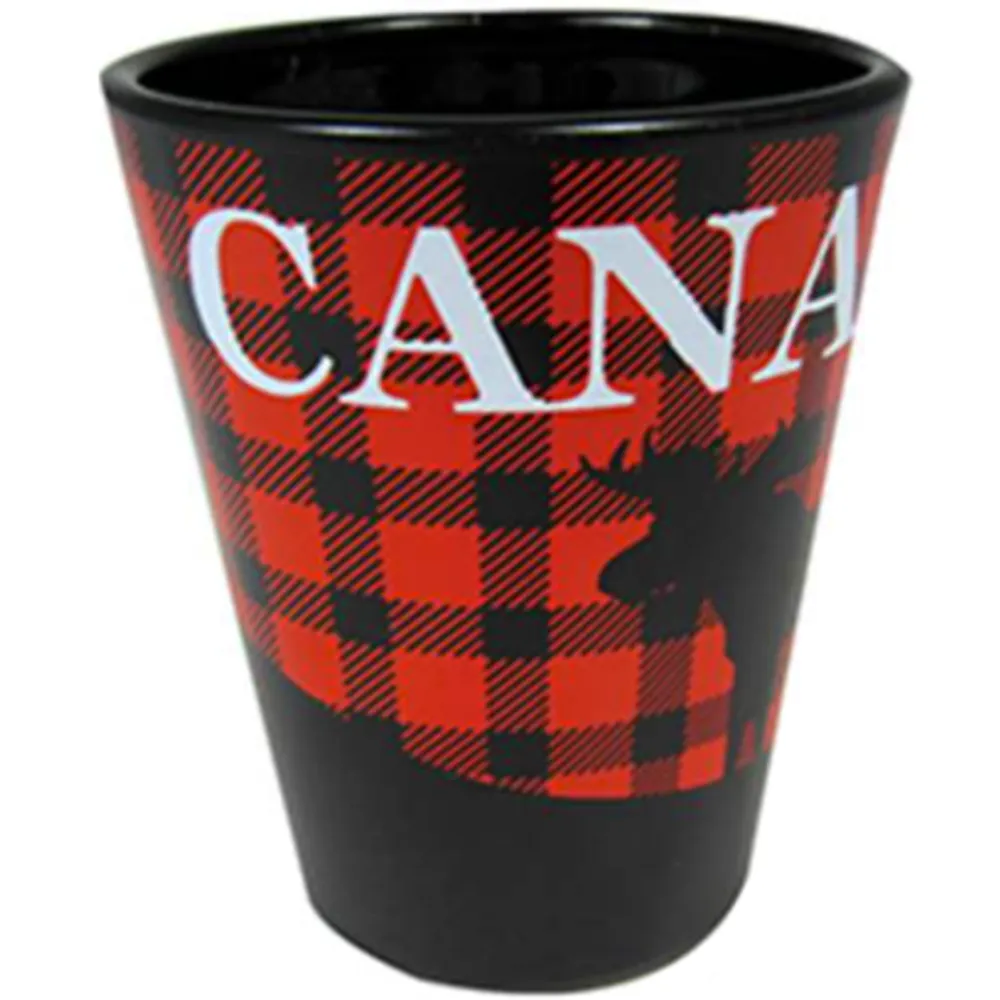 Plaid Canada Animal Outline Shot Glass