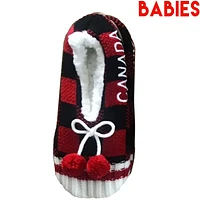 Babies' Canada Plaid Slippers w/Pom-Poms