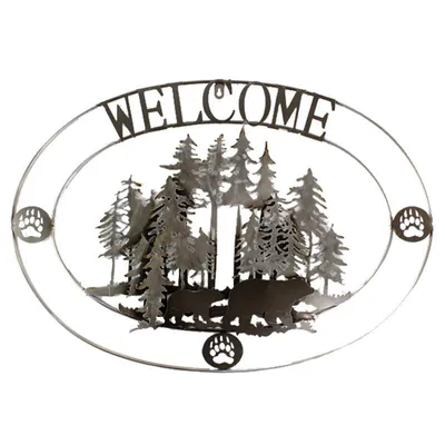 Bear In The Woods Welcome Sign