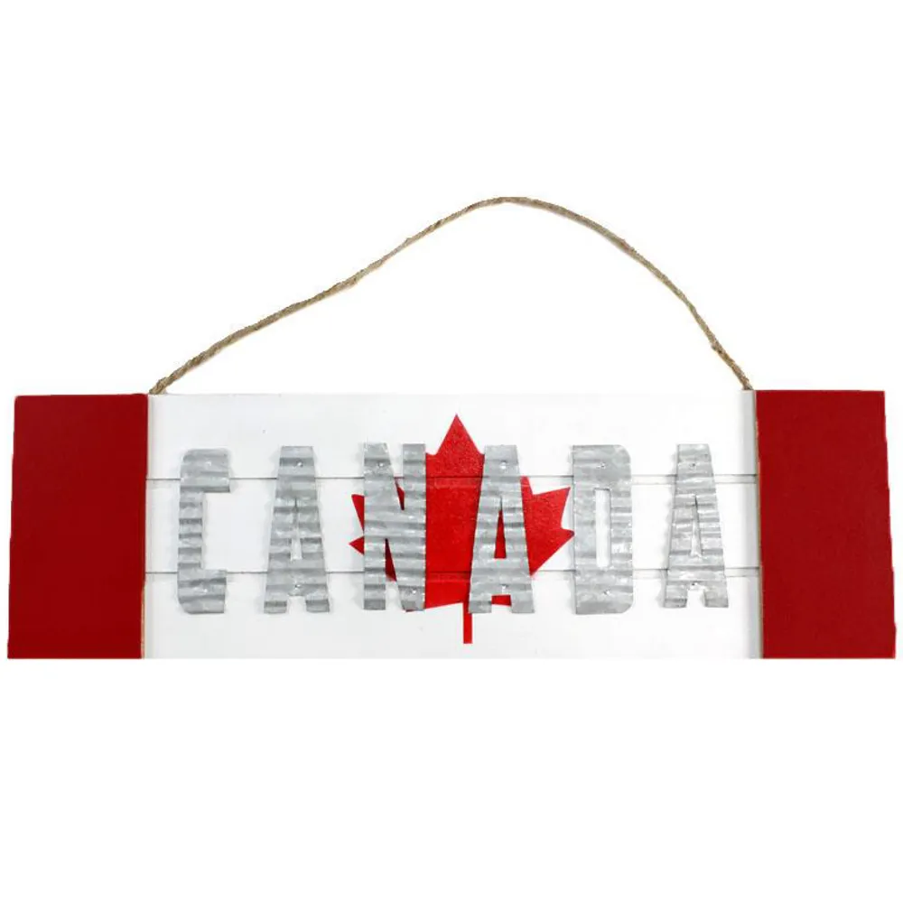 Canada Flag w/Text Hanging Plaque