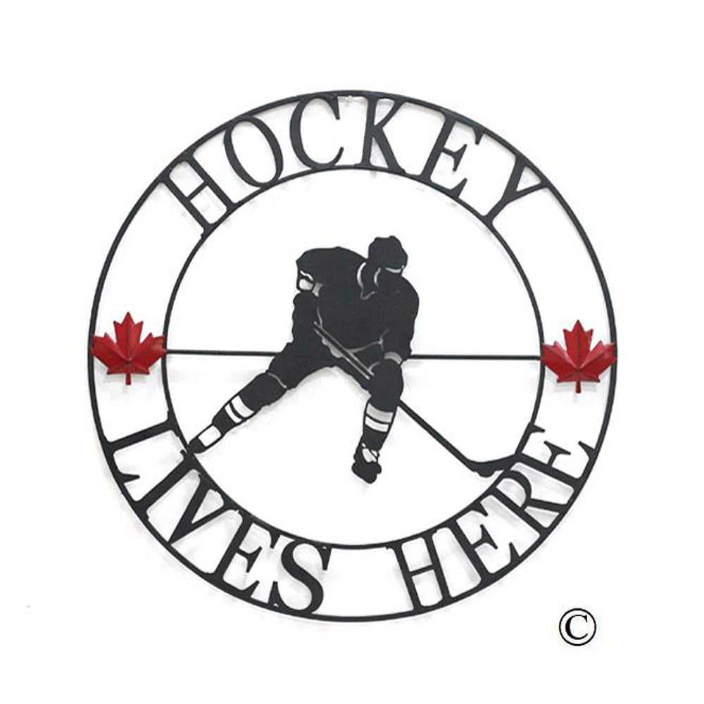 Hockey Lives Here Circle Wall Art (Medium)