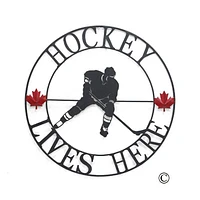 Hockey Lives Here Circle Wall Art (Medium)
