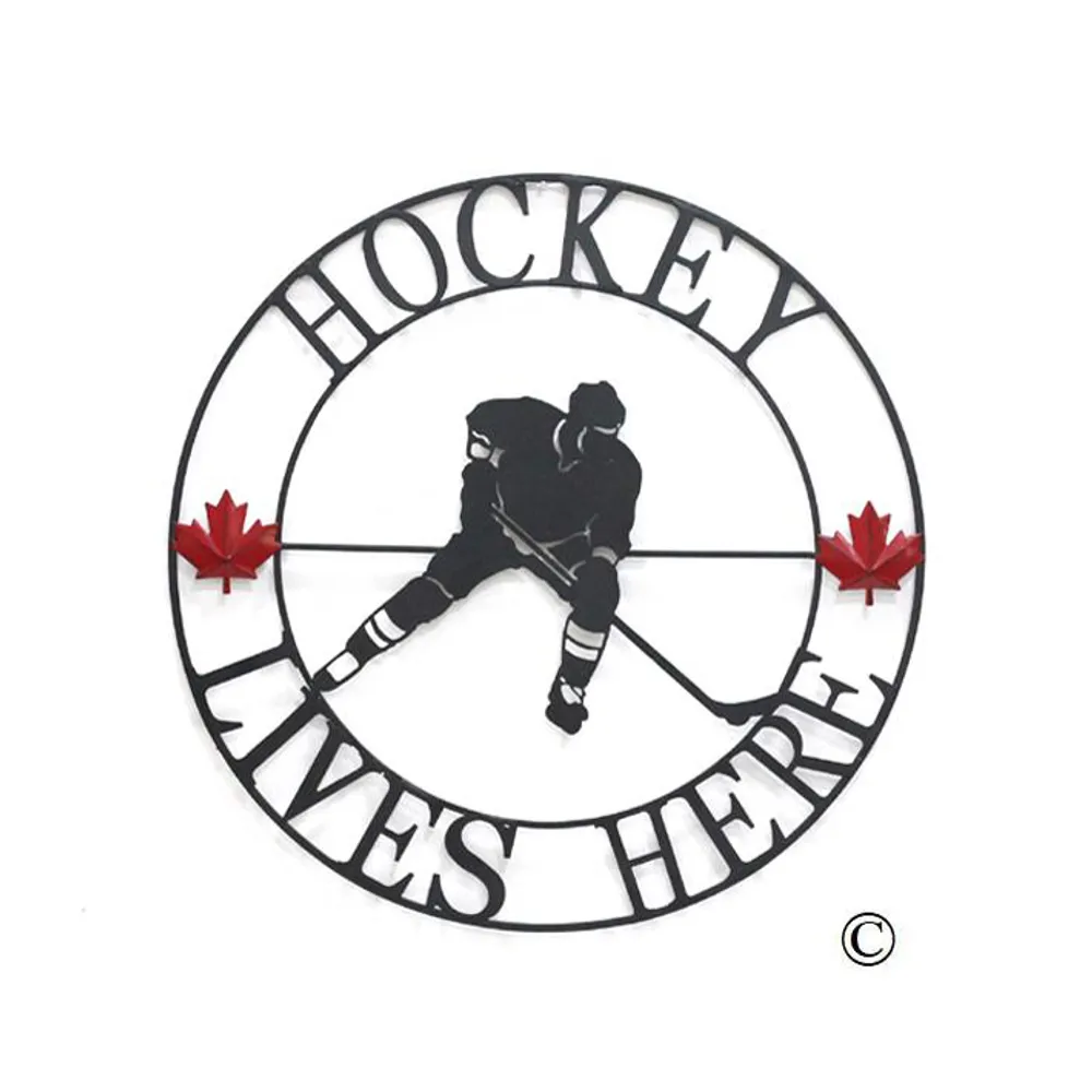 Hockey Lives Here Circle Wall Art