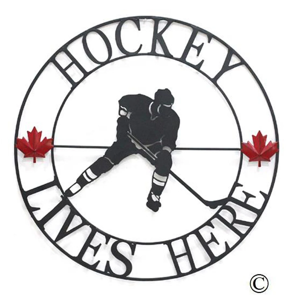 Hockey Lives Here Circle Wall Art