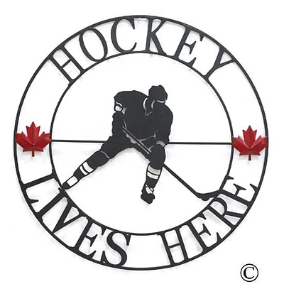 Hockey Lives Here Circle Wall Art