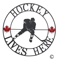 Hockey Lives Here Circle Wall Art