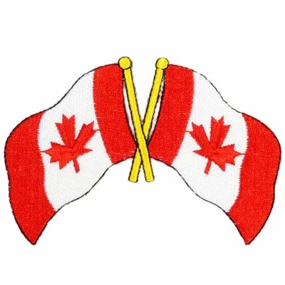 Crossed Canada Flags Iron On Patch