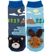 Kids' Black Bear and Moose Mismatch Socks