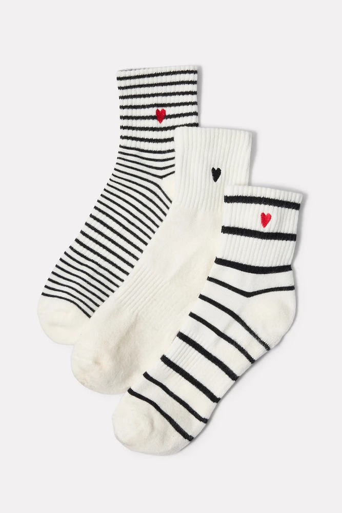 Quarter Heart Sock 3 Pack