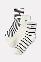 Quarter Heart Sock 3 Pack