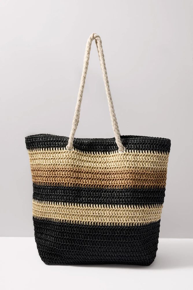 Salerno Stripe Raffia Tote