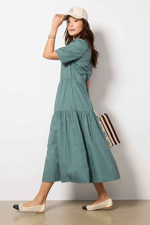 evereve shirt dress The Drop Waist Shirt Dress Black / XS