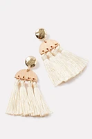 Zinia Wood Tassel Earrings