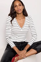 Penn Stripe V Neck Top