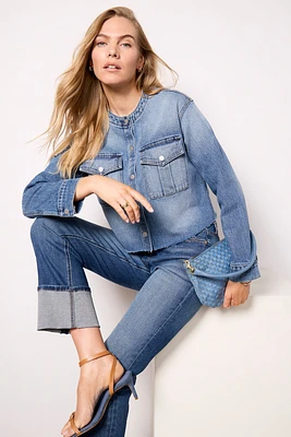 Kacey Collarless Denim Jacket