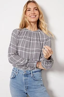 Pucker Plaid Top