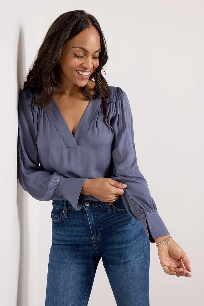 Mallory Gathered Satin Top