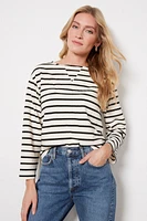 Stripe Boat Neck Long Sleeve