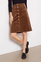 Corduroy Rose Button Front Skirt