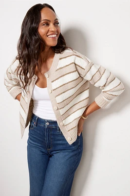 Avalee Striped Sequin Cardigan