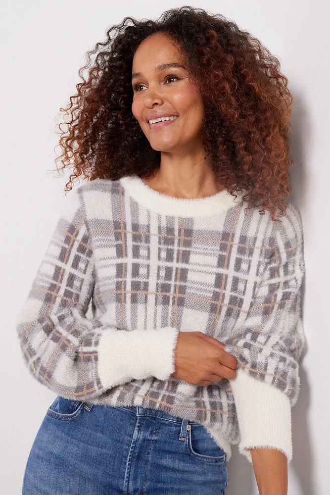 Marion Plaid Eyelash Pullover