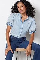 Pleated Puff Sleeve Top